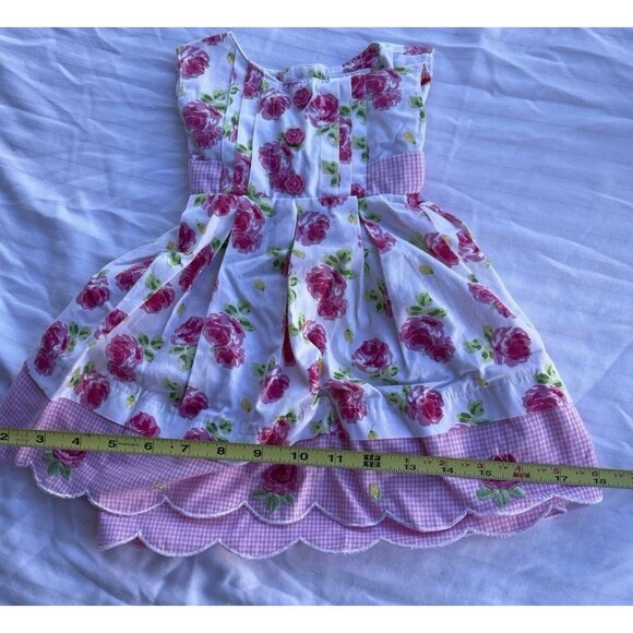 Vintage Blueberi Boulevard Girls Sz 12 Months Floral Dress Pink Red Rose - Picture 7 of 16